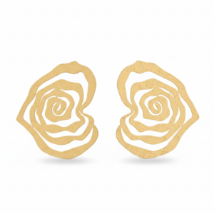 Abstract Rose Statement Earrings – Gold Finish