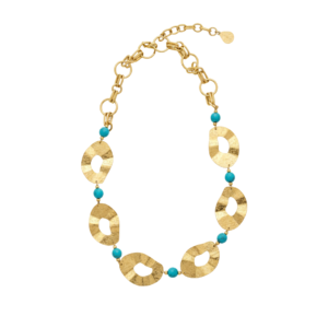 Organic Cut Gold & Turquoise Necklace