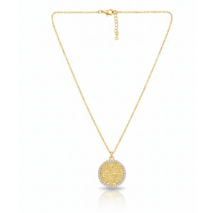 Textured Coin Pendant Necklace (Gold & Silver)