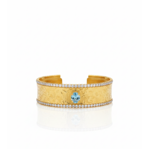 Royal Crystal Cuff Bracelet – Gold & Silver with Center Stone