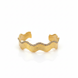 Crystal Wave Cuff Bracelet – Gold & Silver Finish