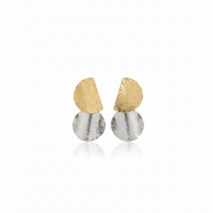 Dual-Tone Textured Disc Earrings