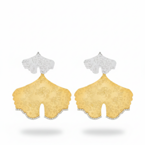 Dual Tone Leaf Statement Earrings – Gold & Silver with Crystal Edge