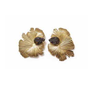 Sculpted Floral Statement Earrings – Gold Finish