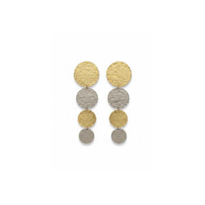 Textured Disc Drop Earrings – Dual-Tone Cascading Design
