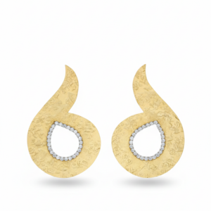 Abstract Teardrop Earrings – Textured Finish with Crystal Detail