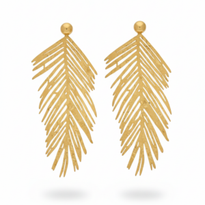 Gold Palm Leaf Statement Earrings